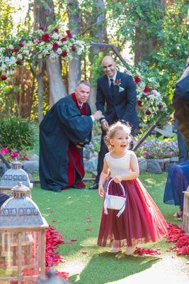 Flower girl having fun