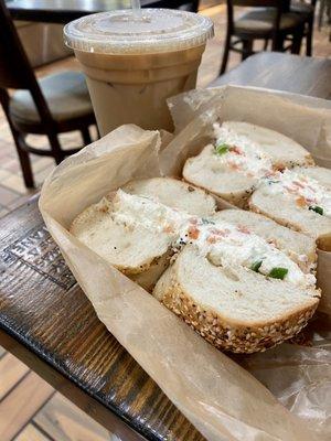 Lox and Scallion Flavored Lox Spread on Everything Bagel