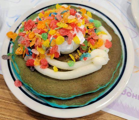 This blue raspberry fruity pebbles pancake came with our combo