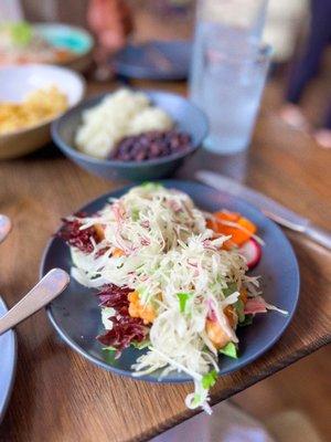 Mahi mahi tacos on lettuce