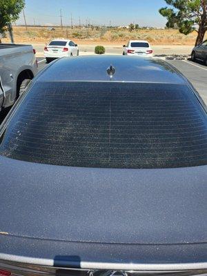 Dust left on vehicle washed yesterday just to get everything blown on it today. Our client was mad and upset.