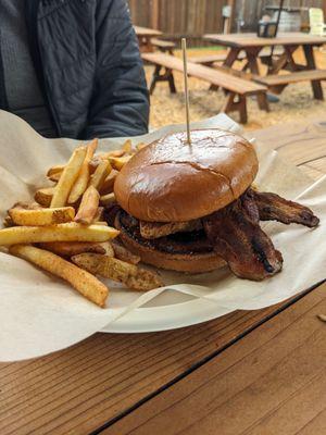 Fried chicken sandwich with fries $4 extra