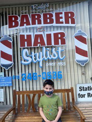 Son was happy with his new cut!