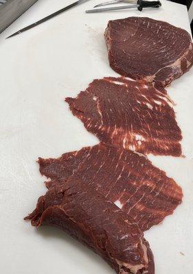 Knuckle beef into cecina