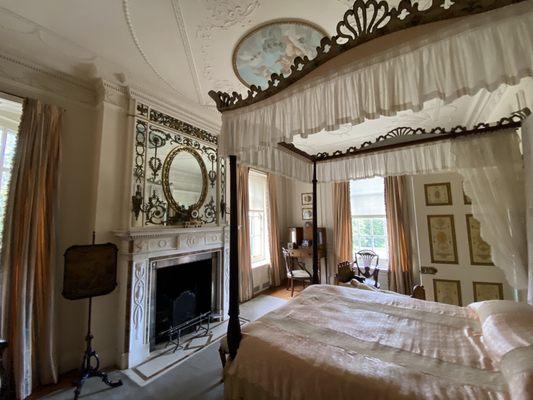 One of the bedrooms inside the mansion