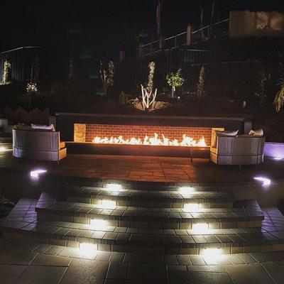 Angelus block Paver patio with monument custom fire feature!