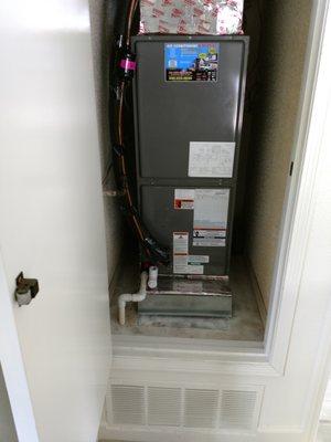 Air handler for a heat pump installed in closet. www.AllStarOc.com