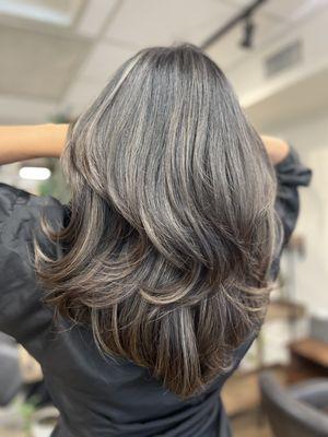 Ash Gray Balayage by Yuta & Vy.