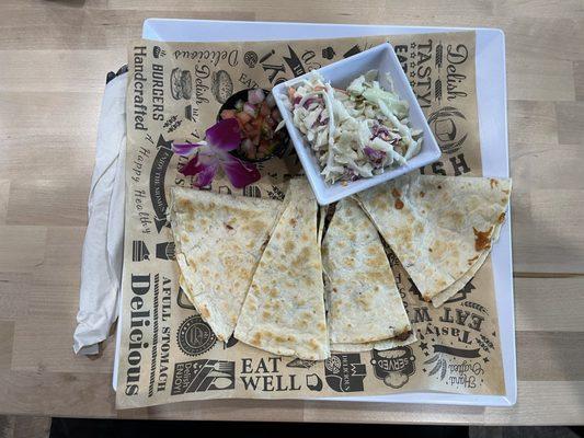 Quesadilla with some Coleslaw