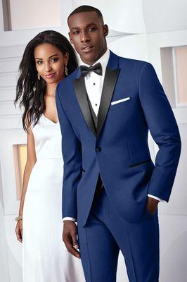 Tribeca, Navy Blue Tuxedo with Black Peak Lapel