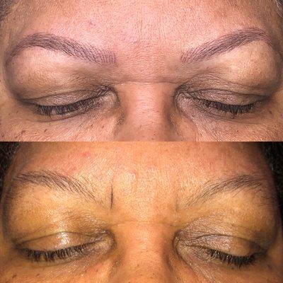 Before and after microblading