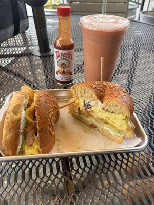 The Bottlerock bagel  and The boost smoothie