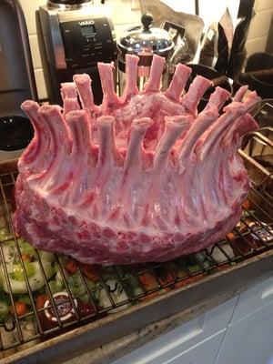 Pino's trimmed and frenched a beautiful crown roast for our Christmas dinner!