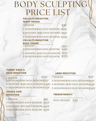 Body Sculpting pricelist