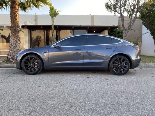 Tesla 3 with Matte Black Wheels