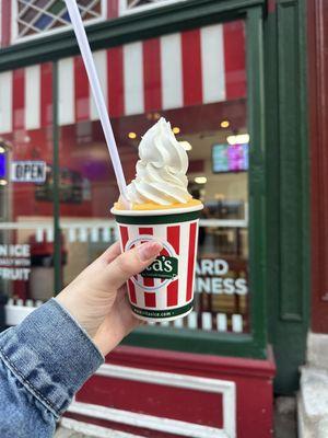 gelati with mango water ice and vanilla custard