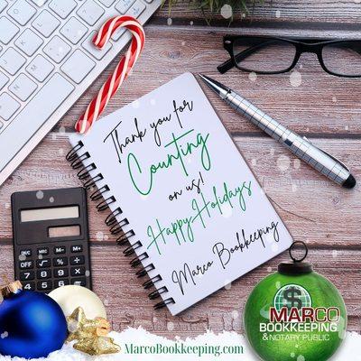 We at Marco Bookkeeping & Notary Public want to wish you and your family a Merry Christmas! We hope you have a blessed and wonderful time!