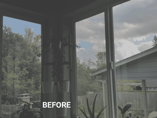 Kitchen window before our shutters were installed