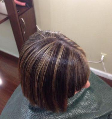 Color retouch/added partial highlights, with a Bob!