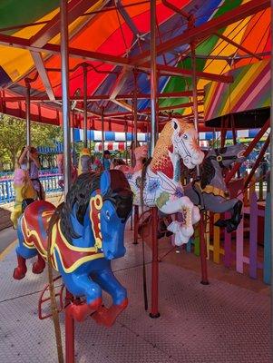 Superman and Batman horses with oldie sound effect style horse in the middle