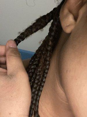 A bulky ,uneven & sloppy braid