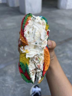 Rainbow Bagel with Scallion Lox Spread