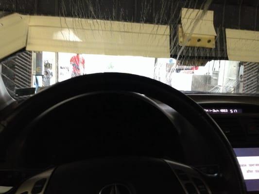 Going for a ride through the car wash.