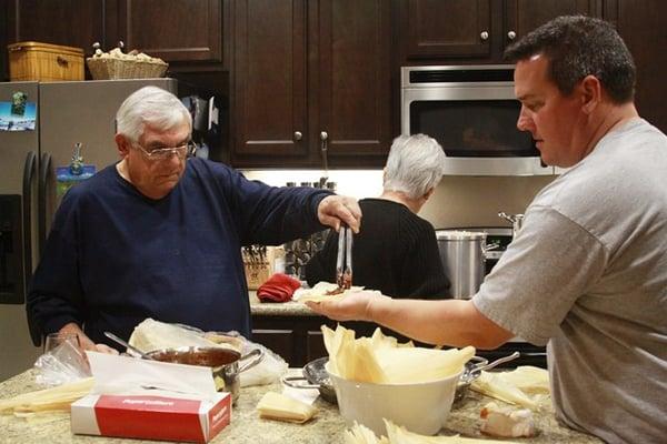 Making tamales on Christmas eve