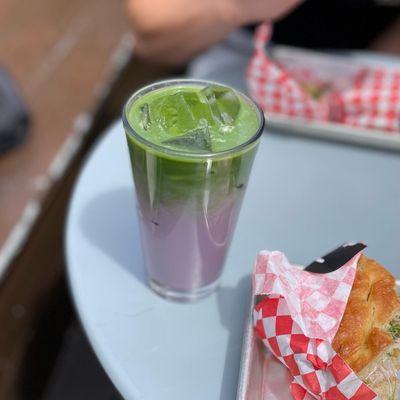 Ube Latte with matcha