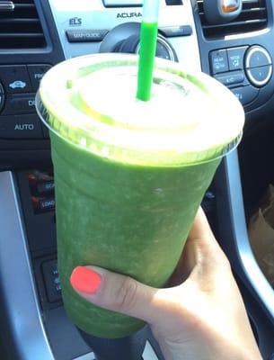 Breakfast of champs! Large Dee-licious and refreshing kale juice smoothie.