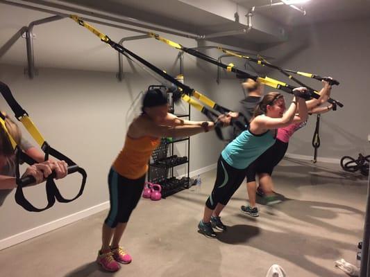 TRX station during our popular "spin & sculpt" class.