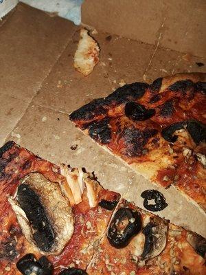 Chicken on my "meatless" burnt pizza