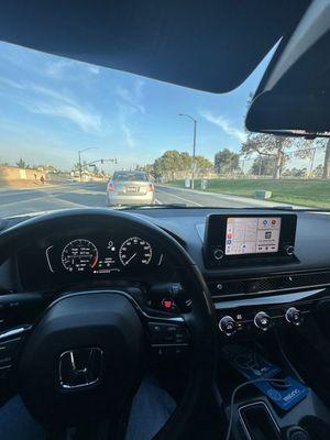 view of the tint through the inside of the car