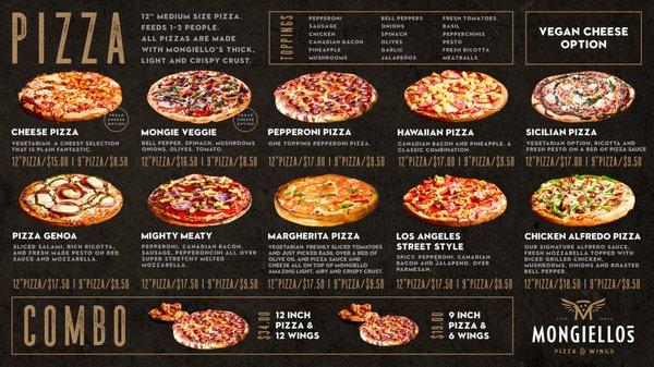 Pizza menu