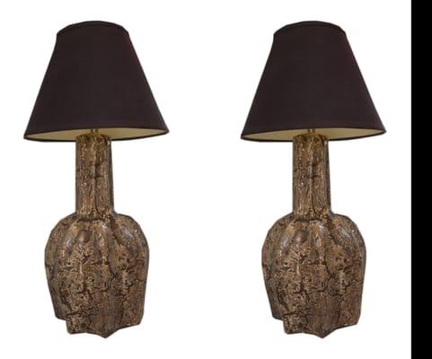 This amazing pair of lamps are simply breathtaking. They are very large and complete show stoppers.