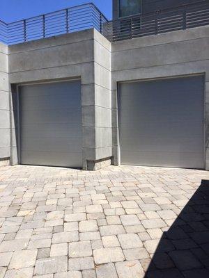 Modern Tech Garage Doors in Brushed Nickel