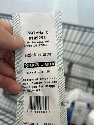 Receipt showing that Walmart lies