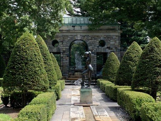 Fountain leading from main house to tea room/tiki bar