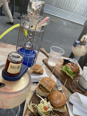 Hookah, Henny Colada, Beef Sliders, Classic Burgers