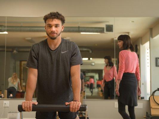 Private Pilates session using the reformer