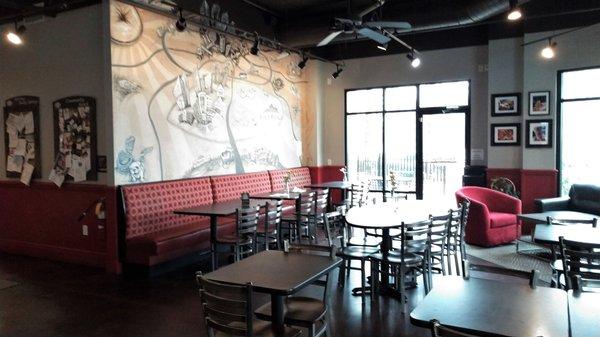 This is looking from the counter area into the seating area.  Restrooms are at the left and I recall that they were clean.