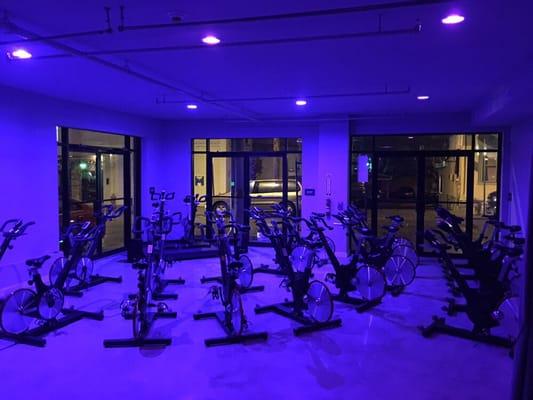 Our indoor cycling room at our Manayunk location.