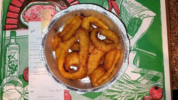 Onion Rings Small $3.00 (01/01/22). @GinosPizzaJC #JerseyCity #ItalianFood #OnionRings #FoodPorn