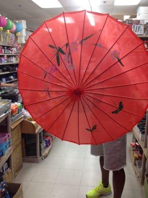 Parasols that I bought for $3 each at Yan's. They have a rainbow assortment of colors.