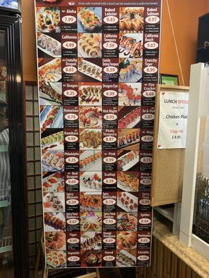 Full sushi menu