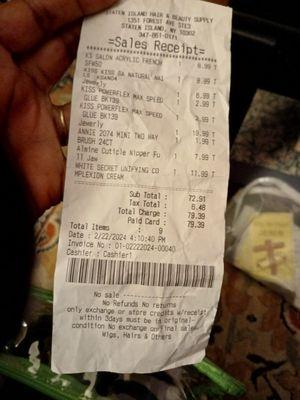 Here's my receipt. Greedy, disgraceful, and utterly disrespectful. I will never shop there again!