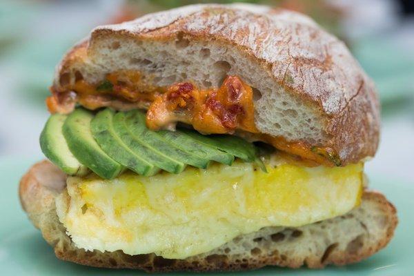 Egg Sandwich: aged cheddar, sundried tomato pesto