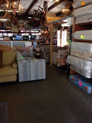 We sell beds, new, used, and rebuilt. Also everything to set up housekeeping.