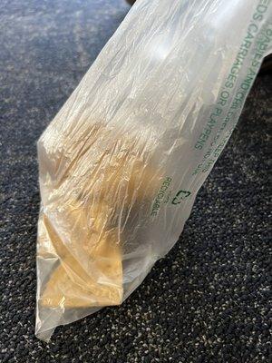 Tortilla chips in a grocery bag