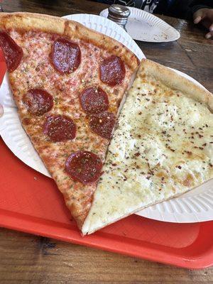 Pepperoni slice & White slice